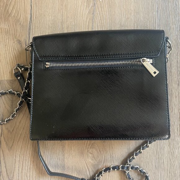 Lancaster Women's Black Leather Crossbody Purse Bag 8" x 7"! - Picture 9 of 11